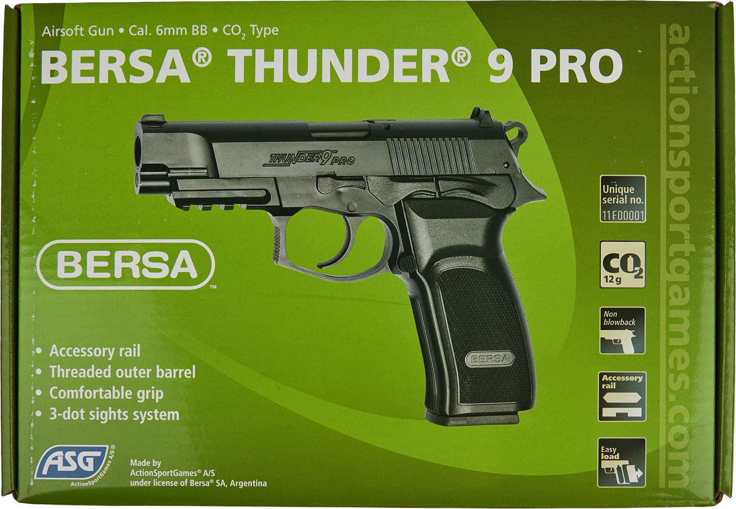 Пістолет страйкбольний ASG Bersa Thunder 9 PRO CO2 кал. 6 мм Фото 3